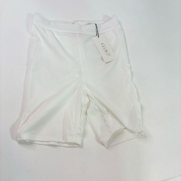 Club L Shorts Womens 6 White Solid Mid-Rise Pullover Activewear NWT Athleisure - Picture 1 of 8